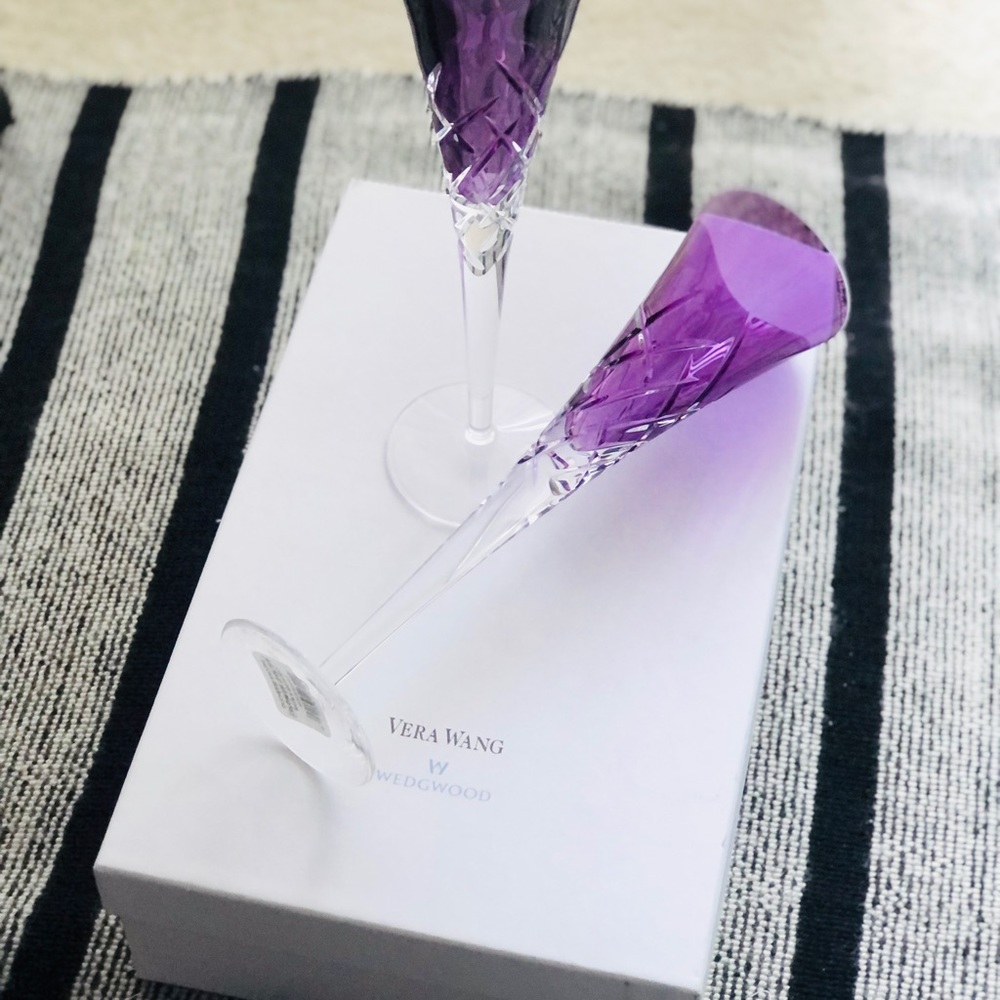 Vera Wang DUCHE88E ENCORE Lavender CHAMPAGNE Flute Pair *BRAND NEW* - Picture 3 of 16